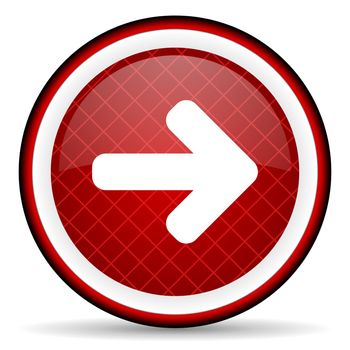 arrow right red glossy icon on white background