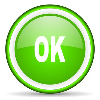 ok green glossy icon on white background