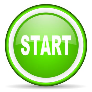 start green glossy icon on white background