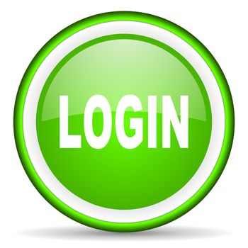 login green glossy icon on white background