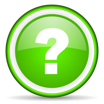 question mark green glossy icon on white background