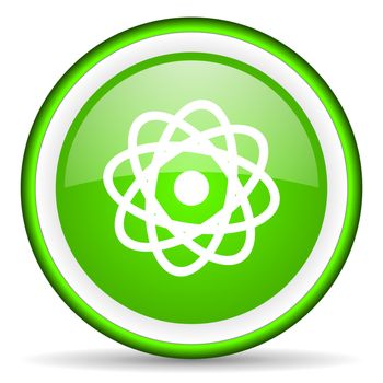 atom green glossy icon on white background