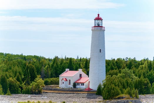 Lighthouse overlooks the Georgian bay, Ontario Canada