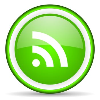 rss green glossy icon on white background