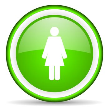 woman green glossy icon on white background