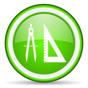 e-learning green glossy icon on white background
