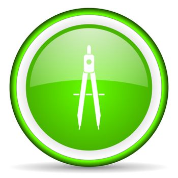 e-learning green glossy icon on white background