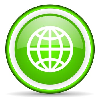 earth green glossy icon on white background