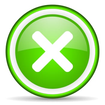 cancel green glossy icon on white background