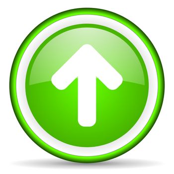 arrow up green glossy icon on white background