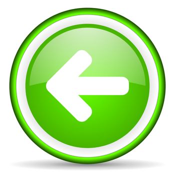 arrow left green glossy icon on white background