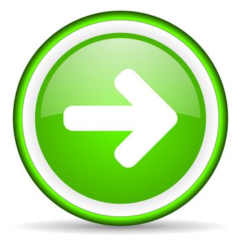 arrow right green glossy icon on white background