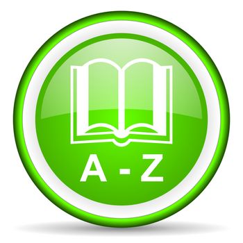 dictionary green glossy icon on white background