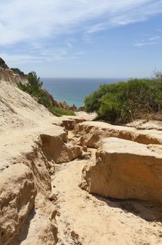 Sandstone cliffs in Gale beach, Comporta , Portugal