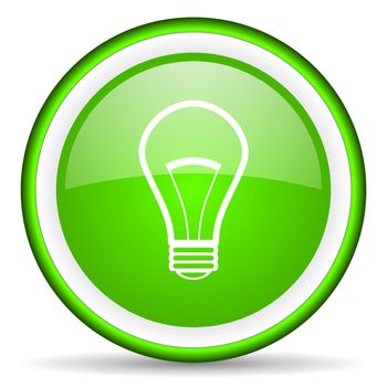 light bulb green glossy icon on white background
