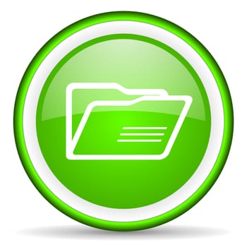 folder green glossy icon on white background