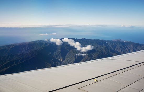 view from airplane window at Gomera