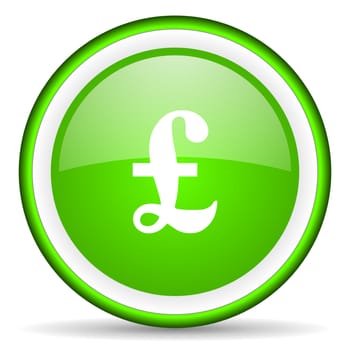 pound green glossy icon on white background