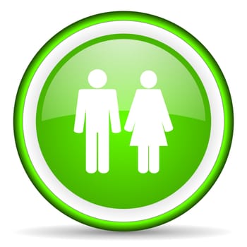 couple green glossy icon on white background