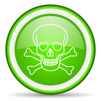 skull green glossy icon on white background