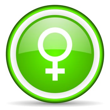 sex green glossy icon on white background