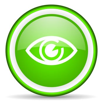 eye green glossy icon on white background