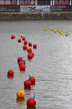 Marker buoys in Bristol Harbour UK