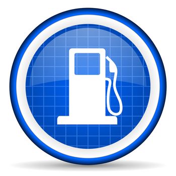 fuel blue glossy icon on white background