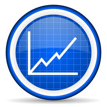 chart blue glossy icon on white background