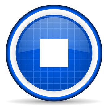 stop blue glossy icon on white background