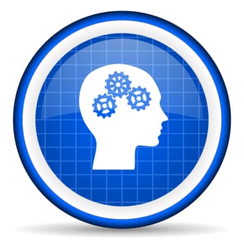 head blue glossy icon on white background