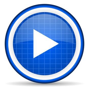 play blue glossy icon on white background