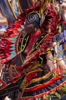 BRISTOL, ENGLAND - JULY 3: Participant in the St Pauls "Afrikan-Caribbean" carnival in Bristol, England on July 3, 2010. A record 70,000 people attended the 42nd running of the annual event