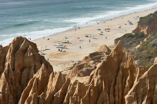Sandstone cliffs in Gale beach, Comporta , Portugal