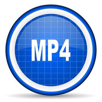 mp4 blue glossy icon on white background