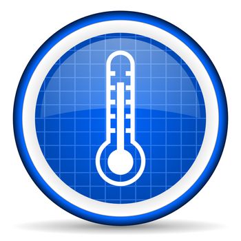 thermometer blue glossy icon on white background