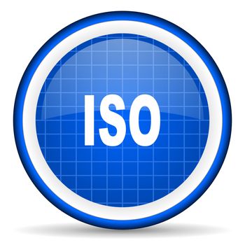 iso blue glossy icon on white background