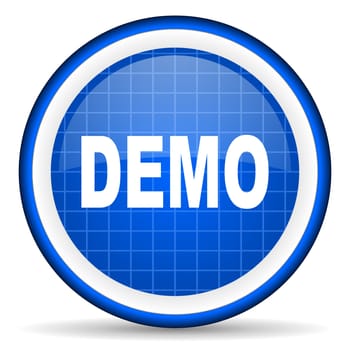 demo blue glossy icon on white background