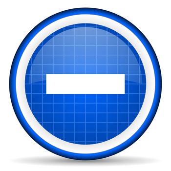 minus blue glossy icon on white background