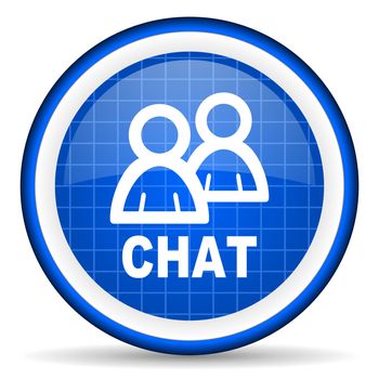 chat blue glossy icon on white background