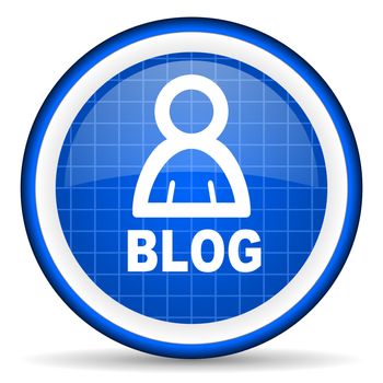 blog blue glossy icon on white background