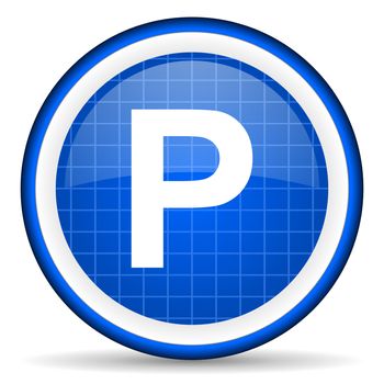 park blue glossy icon on white background