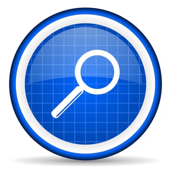 search blue glossy icon on white background