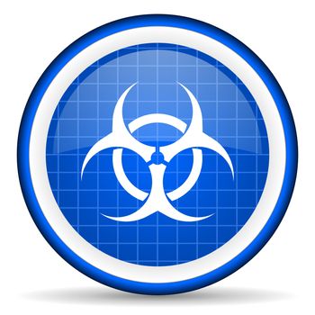 virus blue glossy icon on white background