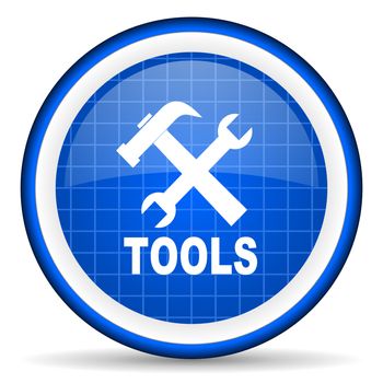 tools blue glossy icon on white background