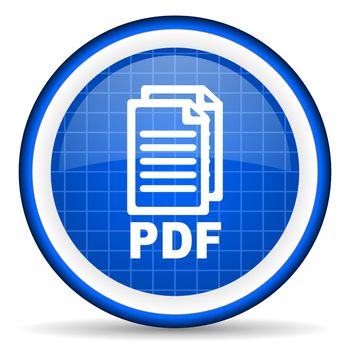 pdf blue glossy icon on white background
