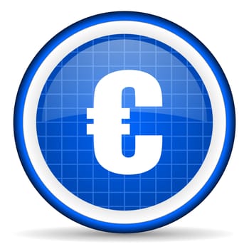 euro blue glossy icon on white background