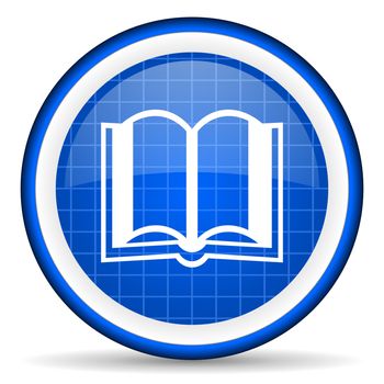 book blue glossy icon on white background