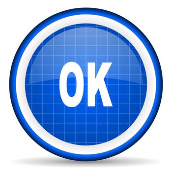 ok blue glossy icon on white background
