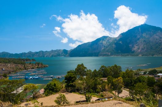 Landscape of Batur volcano and lake Batur. Bali island, Indonesia